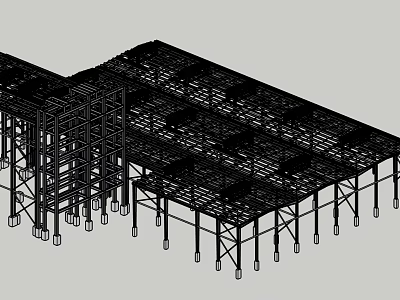 Industrial Factory Steel Structure Frame With Metal Beams And Support Columns 3d model