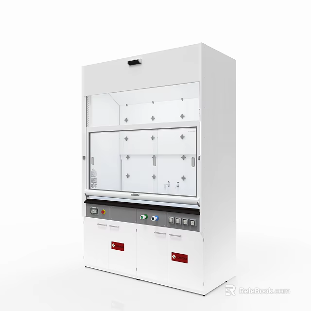 White Medical Laboratory Equipment With Transparent Glass Door Control Panel And Storage Cabinets 3d model 