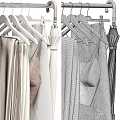 Modern Stylish Clothes on Hangers With Folded Apparel Shoes And Accessories