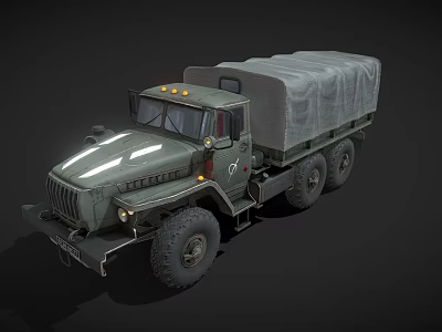 Green Heavy Duty Military Truck With Canvas Covered Cargo Bed And Large Tires 3d model
