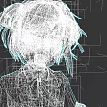Anime Style 3D Character With Pink Pigtails Red Bow Gray Coat And Purple Eyes