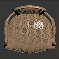 Elegant European Style Accent Chair With Carved Armrests And Patterned Fabric Upholstery
