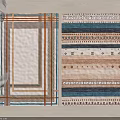 Modern Square Rugs With Geometric Patterns Blue Beige Brown Border Designs 3d model