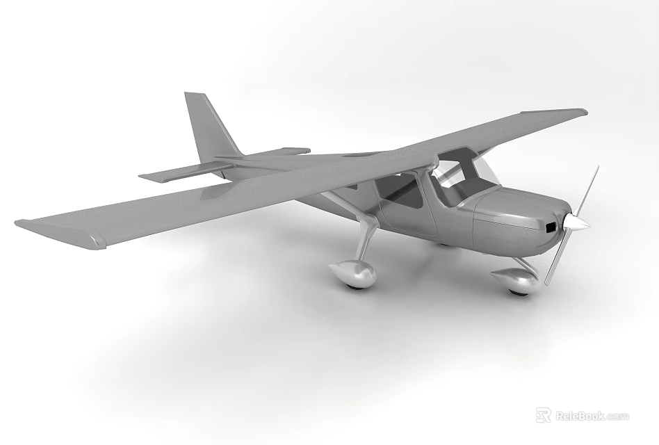 Silver Passenger Plane With Single Propeller Fixed Wing And Lightweight Design On White Background 3d model 