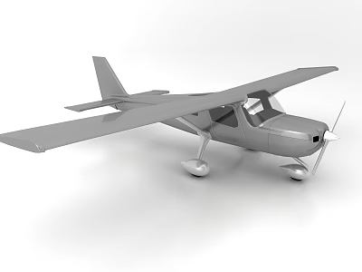 Silver Passenger Plane With Single Propeller Fixed Wing And Lightweight Design On White Background 3d model