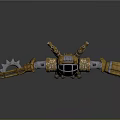 Mechanical Character With Gold Silver Armor Helmet And Arm Mechanisms