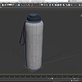 Silver Stainless Steel Water Bottle With Red Strap Handle And Metallic Finish