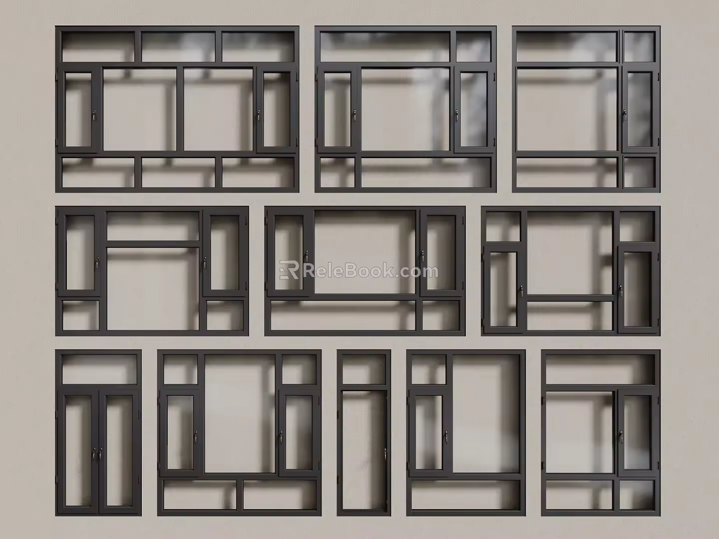 modern windows aluminum alloy windows casement windows floor-to-ceiling windows 3d model