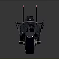 Futuristic Black Motorcycle With Sleek Design And Antennas On Dark Surface