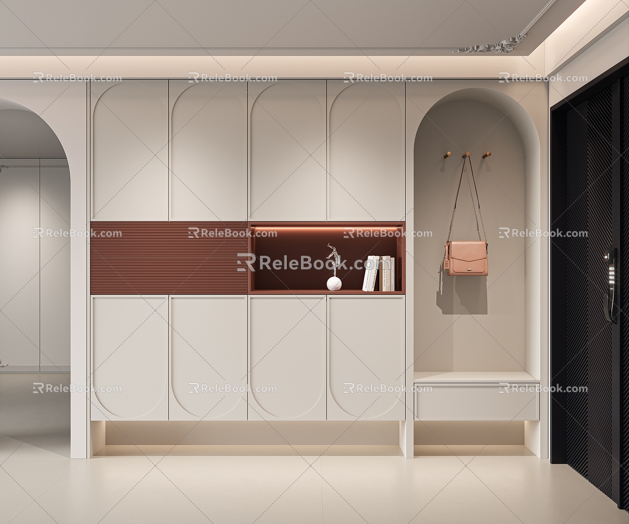 French Style Entrance Entrance Light Style Shoe Cabinet 3d model