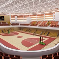 Indoor Sports Stadium With Basketball Court Spectator Seats And Wooden Floor