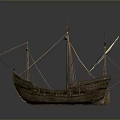 Ancient Wooden Ship Model With Tall Masts Intricate Rigging And Detailed Hull