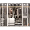 Modern Chest of Drawers in Closet with Hanging Clothes Storage Baskets and Shoes