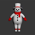 Snowman Figure With White Top Hat Red Scarf Black Buttons And Red Gloves