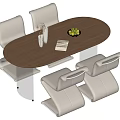 Log wind dining table and chair combination 3d model