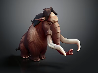 Woolly Mammoth Creature With Long Curved Tusks And Shaggy Brown Fur 3d model