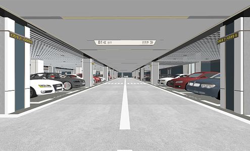 Modern Parking Underground Garage 3d model