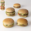 Delicious Layered Burger With Bun Lettuce Patty Bacon Cucumber Tomato And Cheese