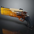 Tactical Revolver With Yellow Brown Black Color Cylinder And Textured Grip Design