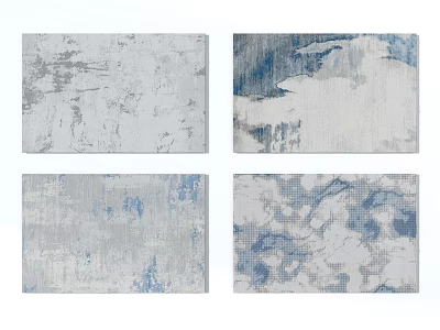 Square Rugs with Abstract Gray and Blue Textured Patterns for Modern Home Decor 3d model