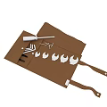 Brown Leather Hardware Tool Bag with Wrenches Screwdriver and Organized Divided Pockets 3d model