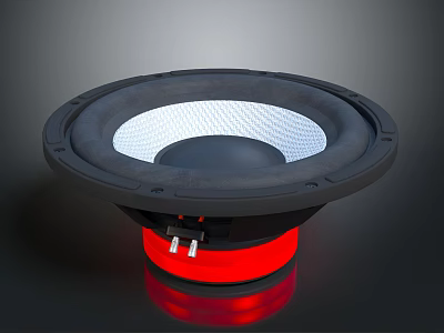 High Performance Commercial Speaker with Black Enclosure White Cone and Red Base Terminal Connectors 3d model