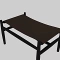Modern Minimalist Stool with Black Wooden Frame and Brown Leather Seat Design