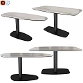 Modern Stylish Dining Tables With Light Colored Tabletop And Black Pedestal Base 3d model