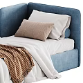 Modern Plush Upholstered Kids Bed With Cozy Bedding In Two Popular Colors Pink And Blue