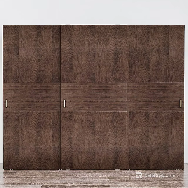 Dark Brown Wooden Dresser With Natural Wood Grain And Metal Handles For Bedroom Storage 3d model 