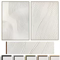 White Textured Abstract Wall Art With Wavy Lines And Two Panels