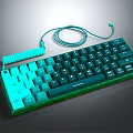 Green Mechanical Keyboard With Backlit Keys Coiled Cable And Compact Design 3d model