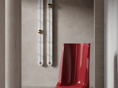 Modern Wall Mounted White Display Shelves With Gold Accents On Grey Background 3d model