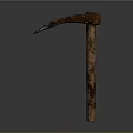 Old Rusty Scythe With Wooden Handle Vintage Agricultural Farm Equipment