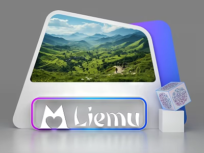Modern Display Shelf Featuring Digital Screen And Brand Logo For Product 3d model
