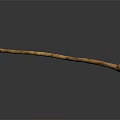 Ancient Handcrafted Wooden Weapon Staff With Textured Surface Isolated On Dark Background