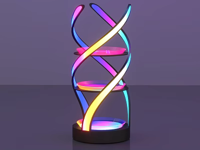 Modern Spiral Design Decorative Light With Colorful LED Lights And Black Base For Indoor Decoration 3d model