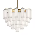 Elegant Modern Chandelier with White Cylindrical Shades and Gold Frame Design