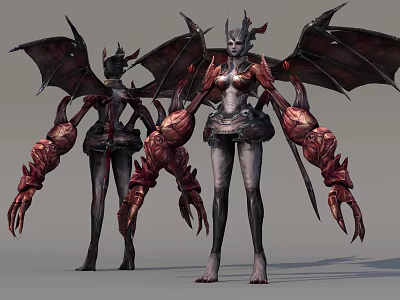 Game Movie Characters With Demonic Design Bat Like Wings And Clawed Arms 3d model