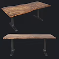 Modern Dining Table With Unique Wood Grain And Black Metal Legs Design