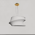 Modern White Pendant Light With Wave Design And Wooden Ceiling Base 3d model