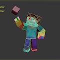 Commercial Equipment Featuring Pixel Character Holding Green Block Design