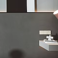 Modern Luxury Bathroom Feature Wall With Grey Panel Copper Lines And Female Silhouette