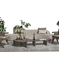 Quiet sofa tea table combination curved shaped sofa 3d model