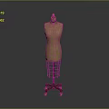 Brown Dress Form With Wooden Base And Metal Stand For Sewing And Clothing Design