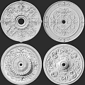 Ornate Ceiling Medallions With Four Distinct Designs 3d model