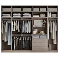 Modern Wooden Wardrobe With Hanging Clothes Folded Linen Storage Drawers And Baskets