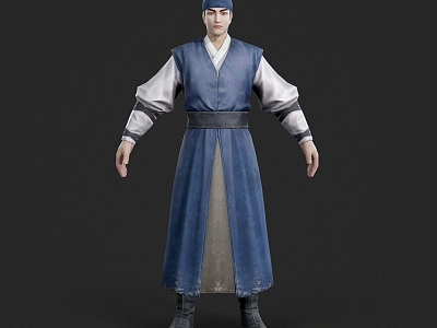 Realistic South Korea Men Korean Hanbok Clothing Hats Ancient Asian Young Men model