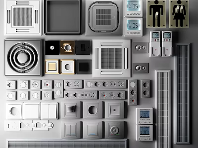 Various Air Conditioner Vents with Modern Design for Home and Office Interiors 3d model
