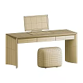 Modern Dressing Table With Gold Frame Glass Top Mirror White Drawers And Upholstered Stool